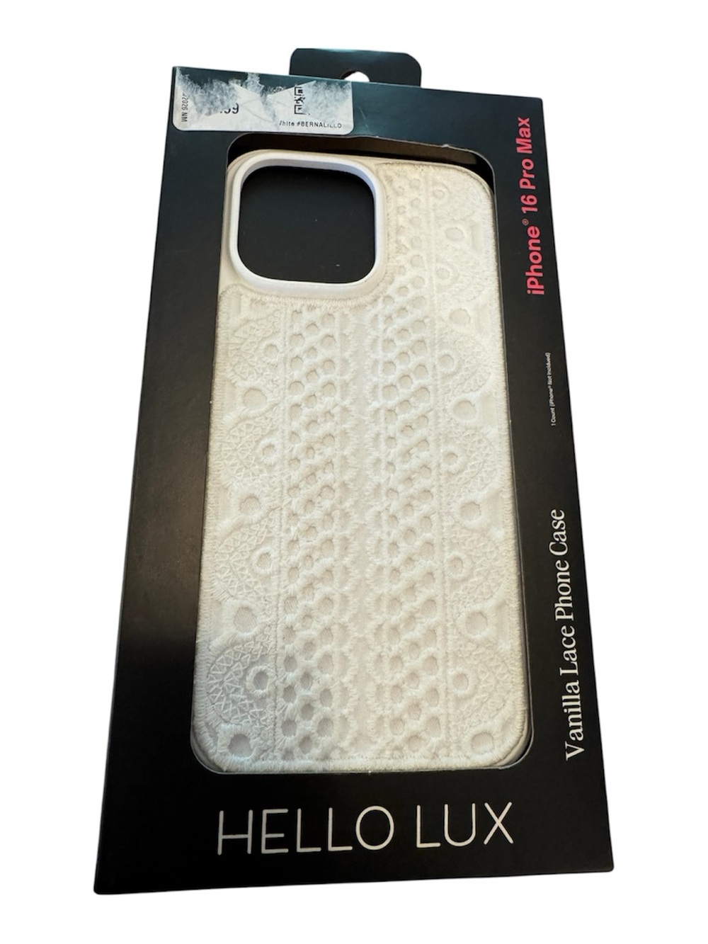 Hello Lux Vanilla Lace iPhone 16 Pro Max Case - White New With Tags